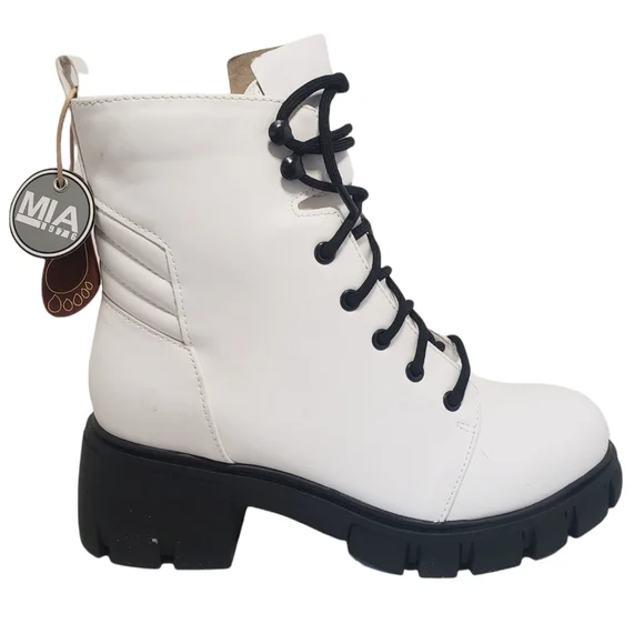 MIA Tauren Faux Leather Combat Boots Women's Size 9 Chassidy White Malta - Picture 2 of 16
